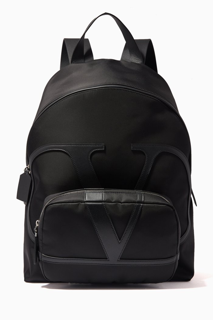 

Valentino Garavani VLOGO Nylon & Leather Backpack, Black