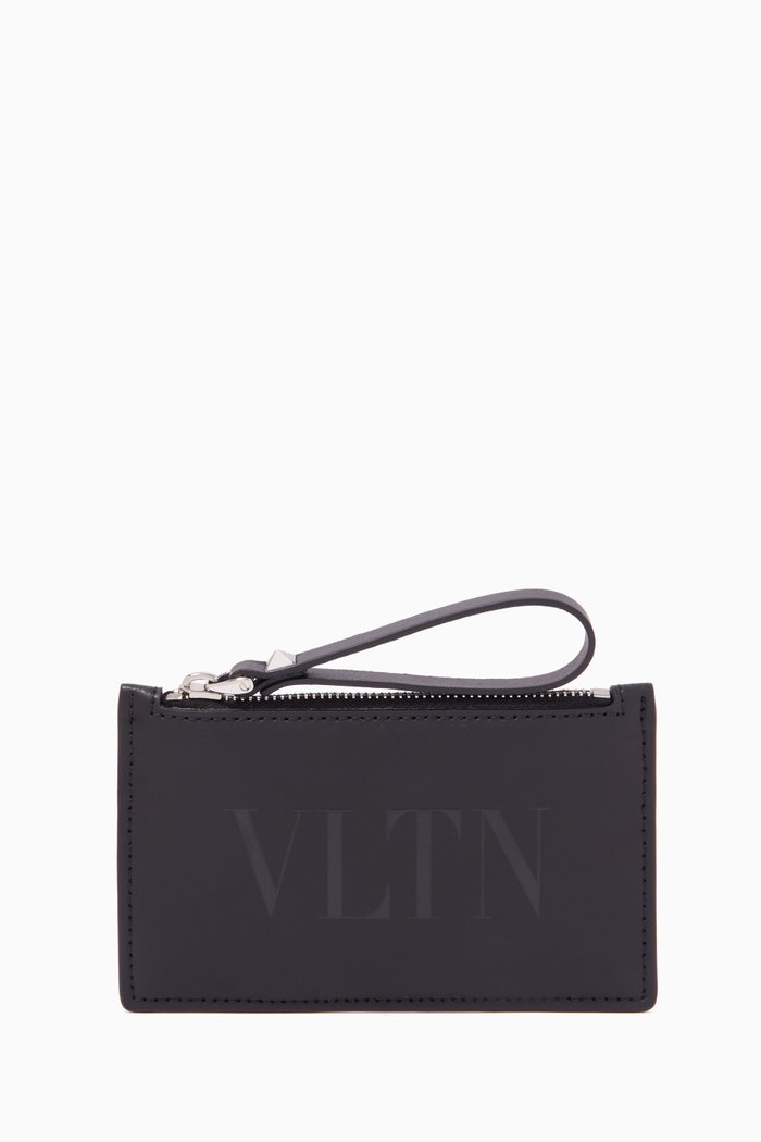 

Valentino Garavani VLTN Cardholder in Leather, Black
