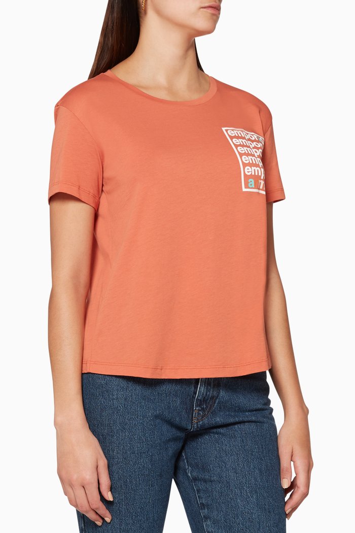 

Logo Print Cotton T-Shirt, Pink