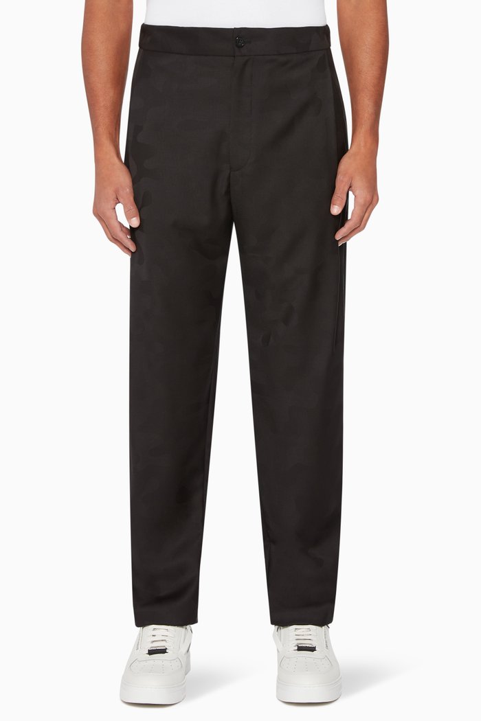 

Tapered Camouflage Pants, Black