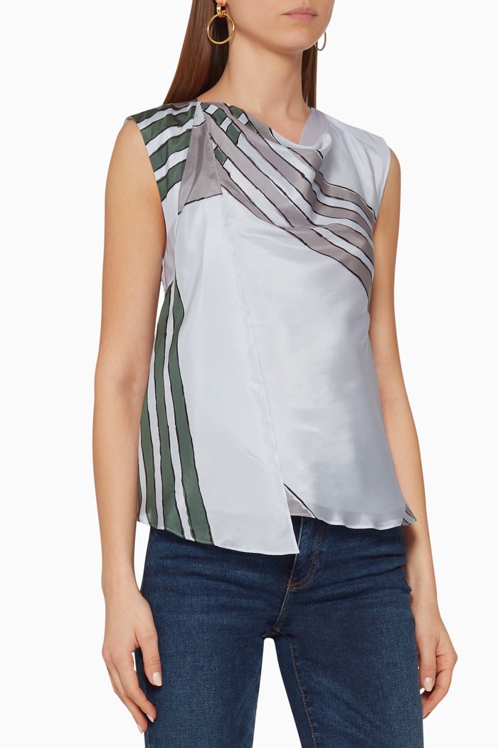 

Macro Checked Silk Top, Multicolour