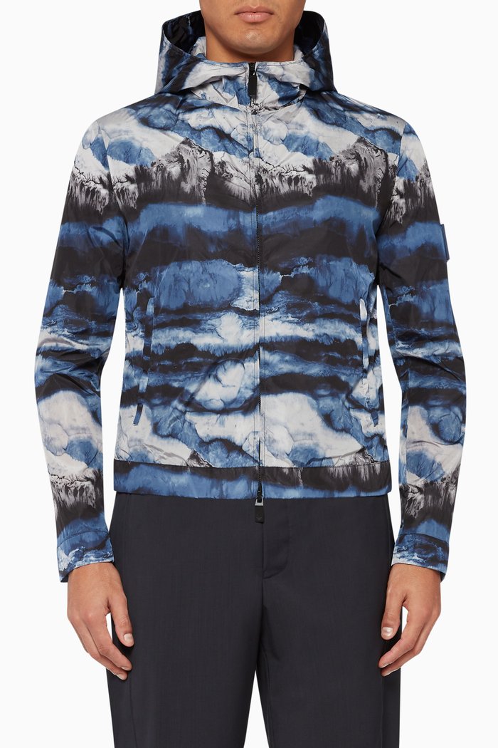 

Watercolour Print Nylon Windbreaker, Blue