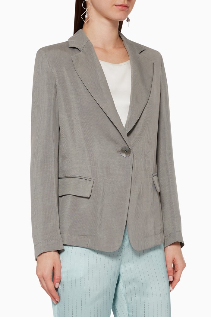 

Single Breasted Cotton Blazer, Grey