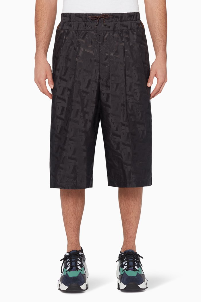 

Printed Coulisse Shorts, Black