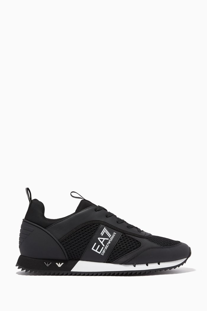 

EA7 Sneakers in Mesh & Faux Leather, Black