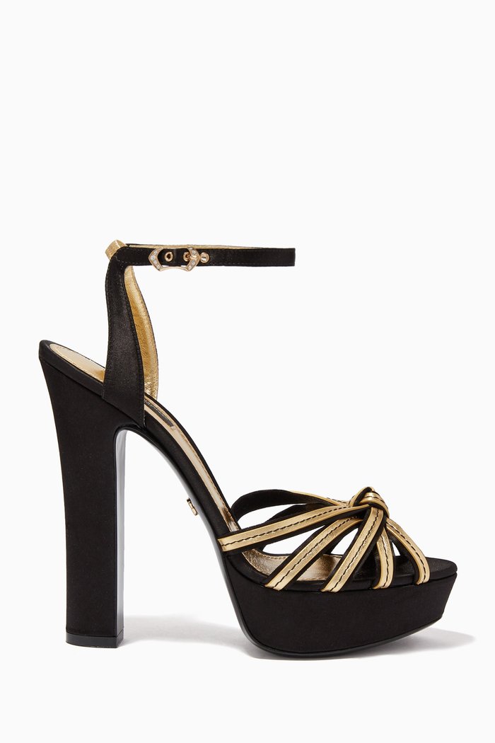 

Bianca Satin & Mordoré Platform Sandals, Black