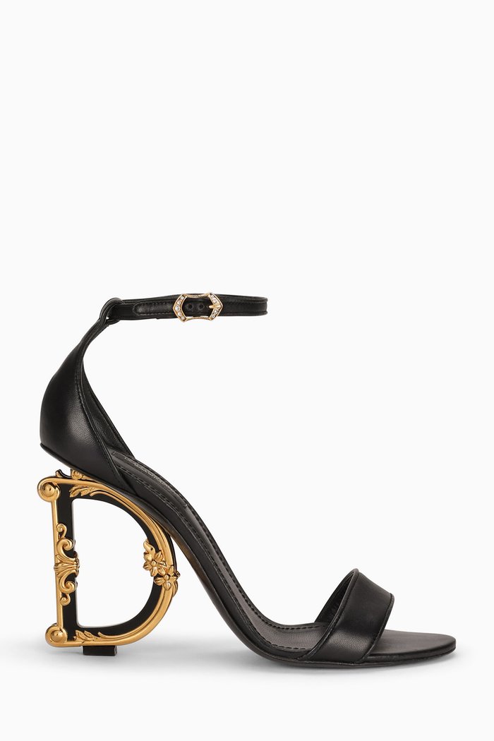 

DG Baroque Leather Sandals, Black