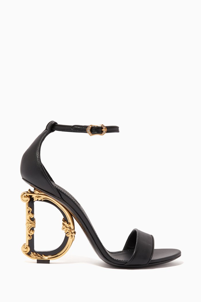 

DG Baroque Leather Sandals, Black