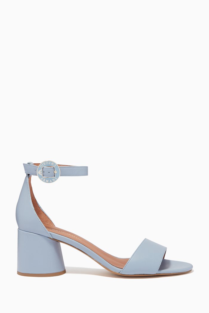 

Nappa Leather Mid-Heel Sandals, Blue