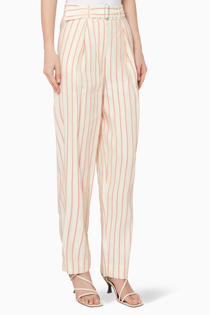 

Linen Straight Fit Pants, Red