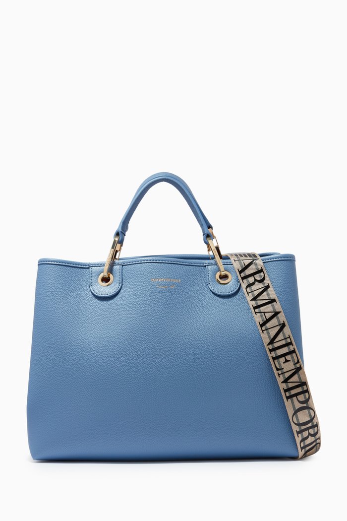 

My EA Medium Tote Bag in Eco Leather, Blue