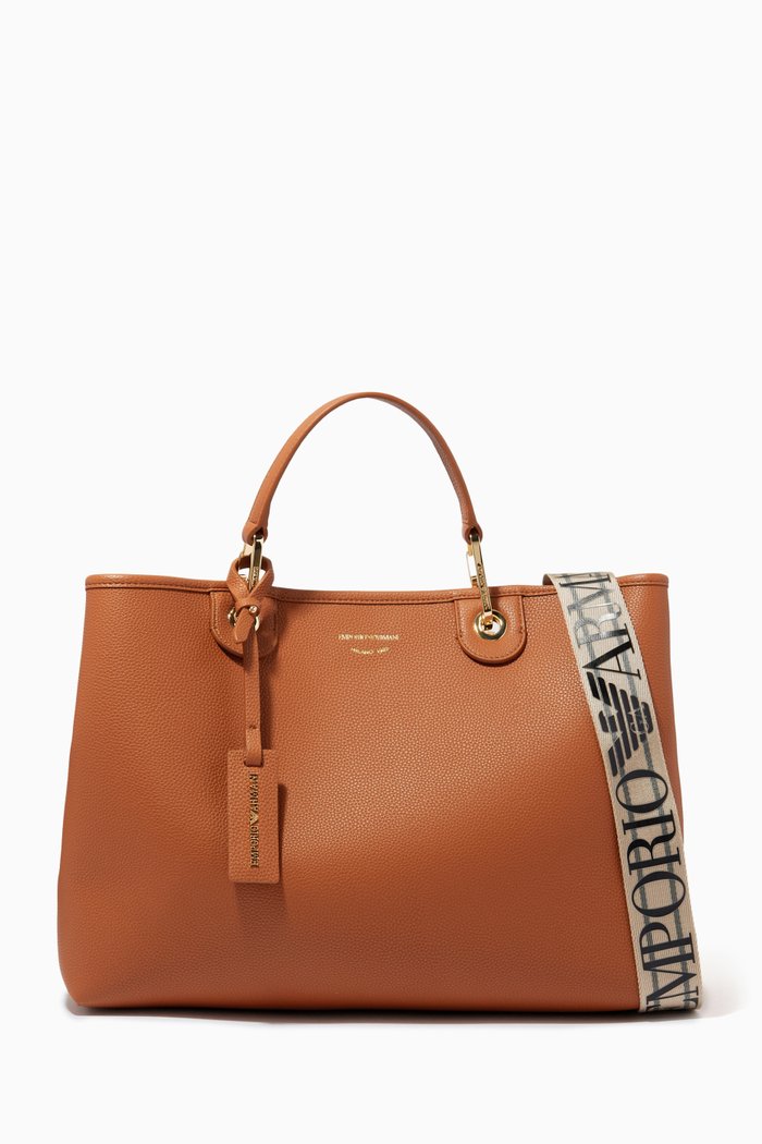 

My EA Medium Tote Bag in Eco Leather, Brown