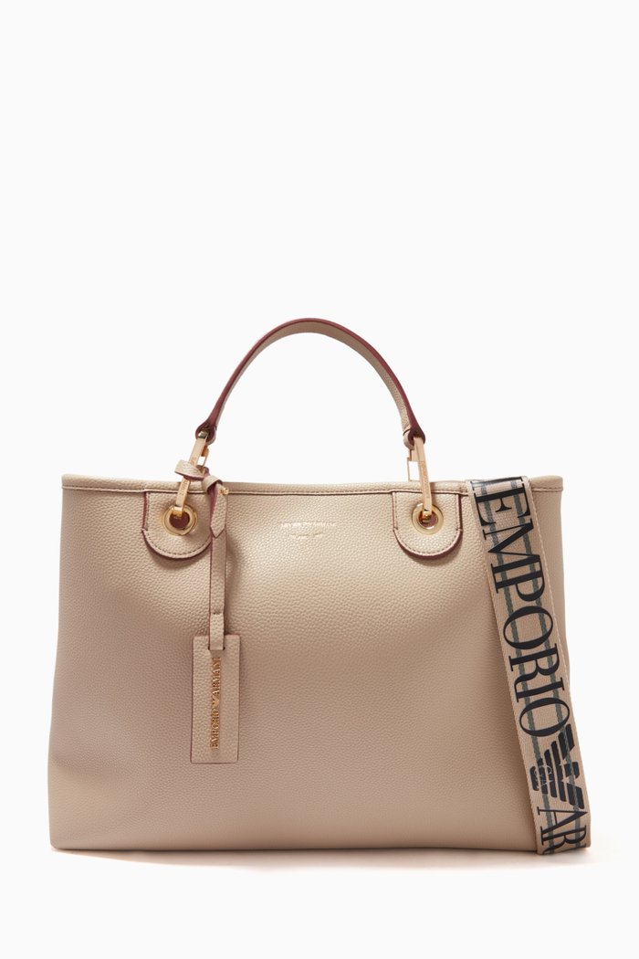 

My EA Medium Tote Bag in Eco Leather, Neutral