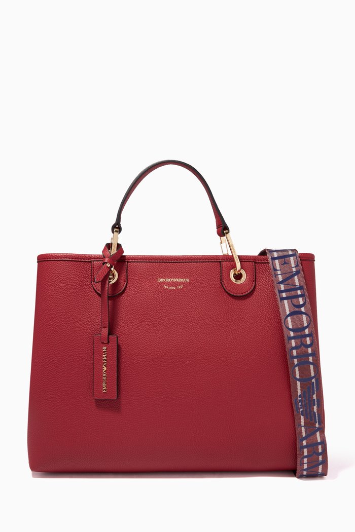 

My EA Medium Tote Bag in Eco Leather, Red