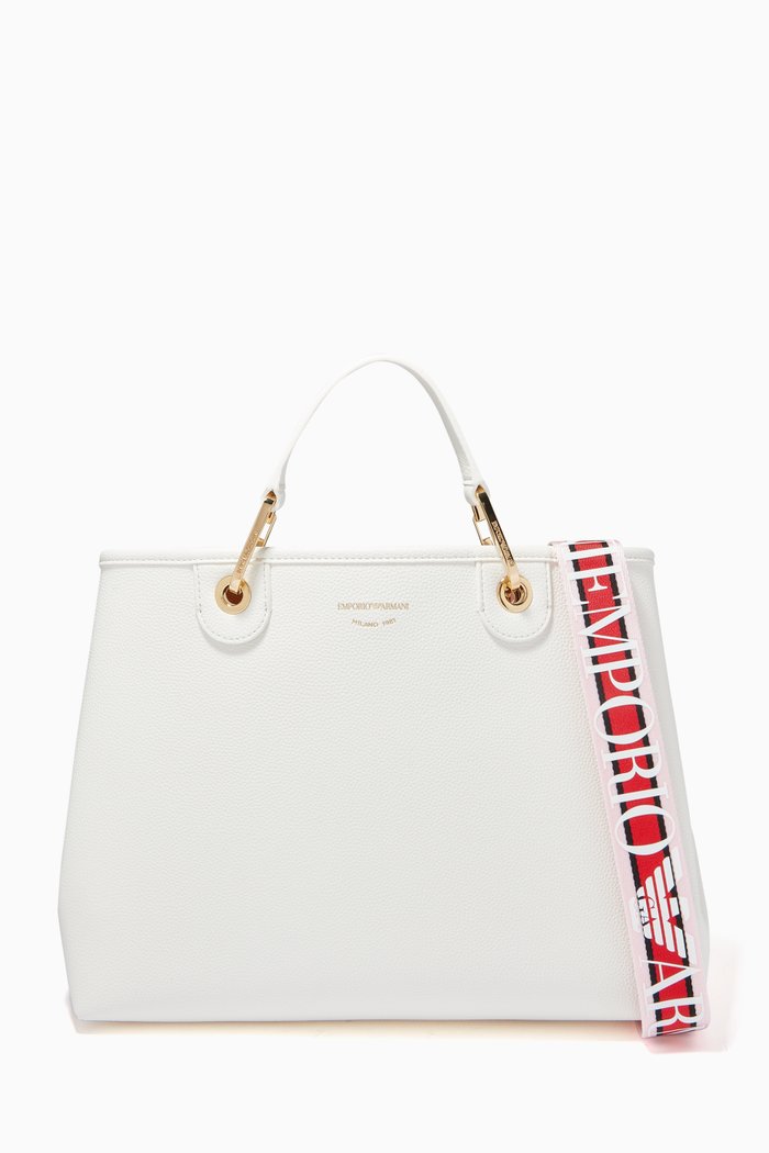 

My EA Medium Tote Bag in Eco Leather, White