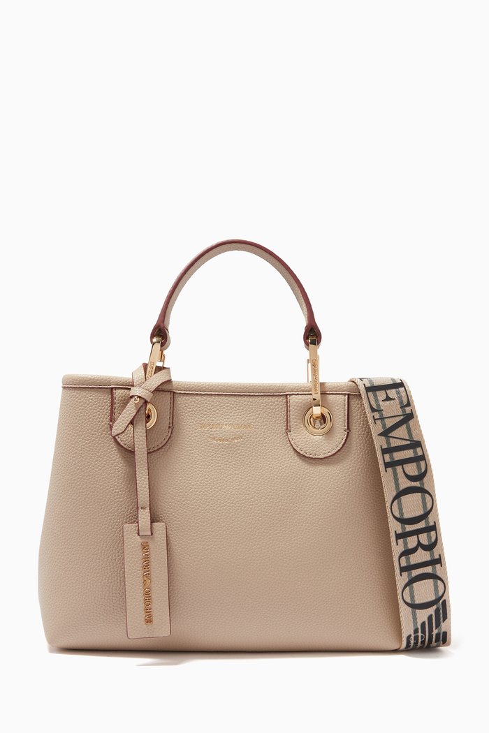 

MY EA Small Tote Bag in Eco Leather, Neutral