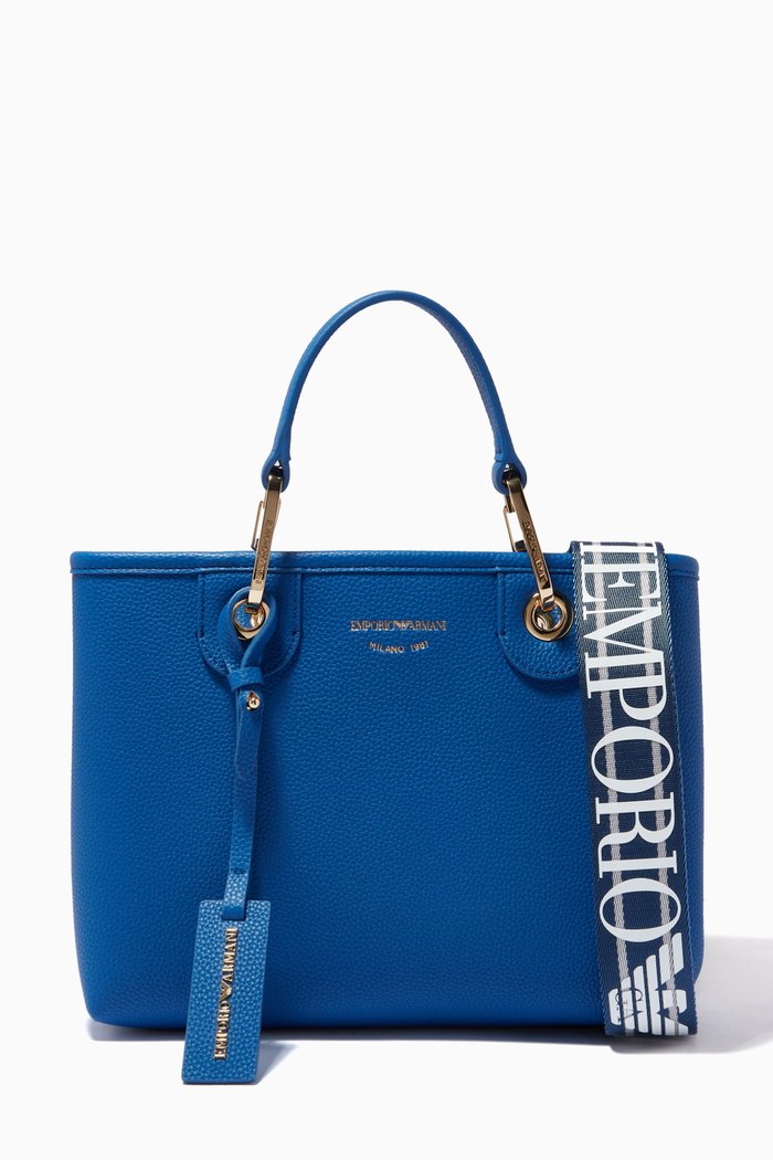 

MY EA Small Tote Bag in Eco Leather, Blue