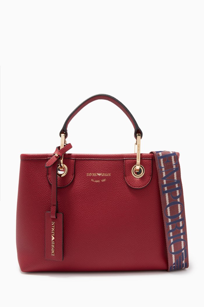 

MY EA Small Tote Bag in Eco Leather, Red