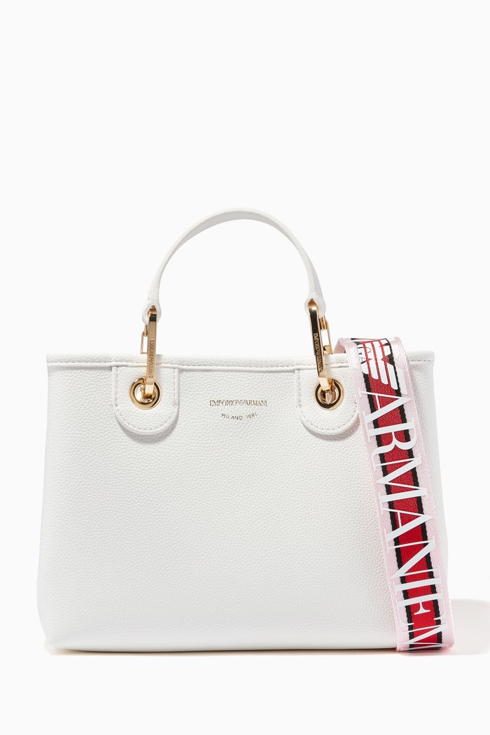 

MY EA Small Tote Bag in Eco Leather, White