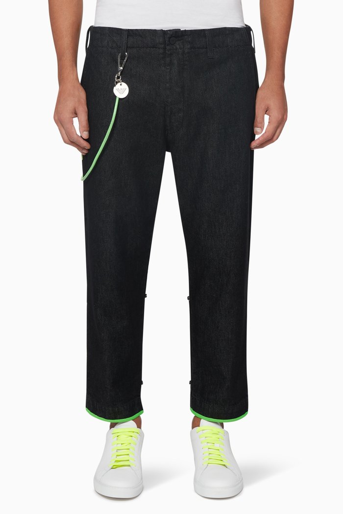 

Neon Belt Accented Denim Jeans, Black