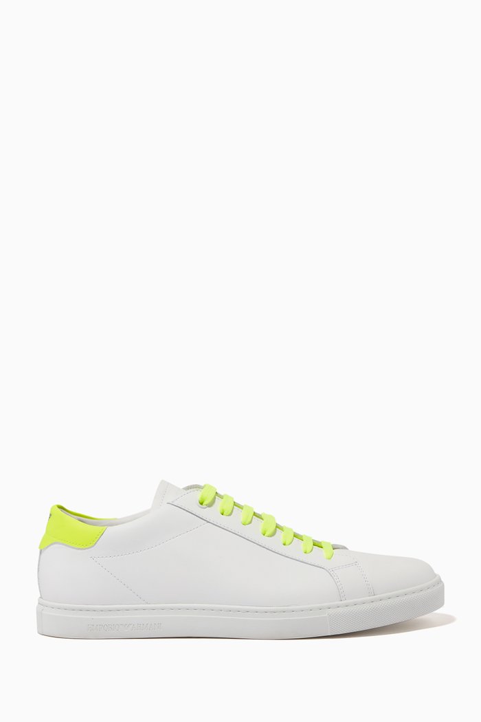 Fluo Nappa Leather Sneakers, White