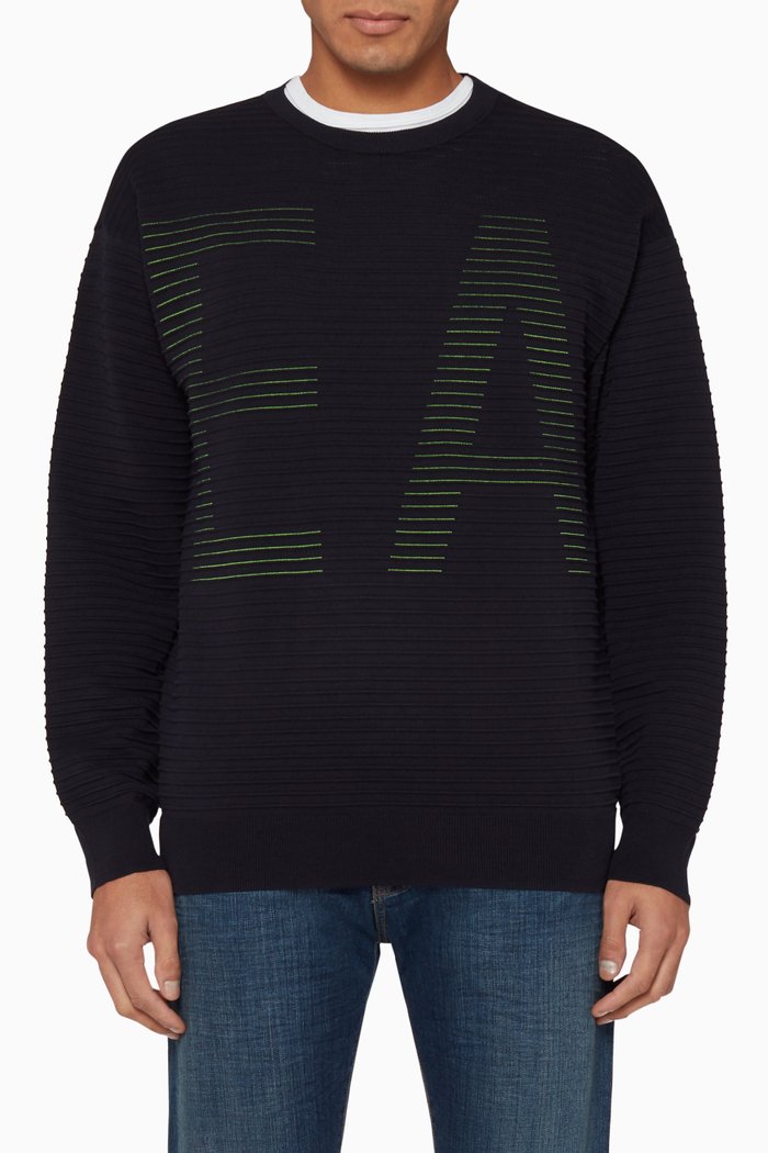 

Ottoman Knit Logo Sweater, Blue