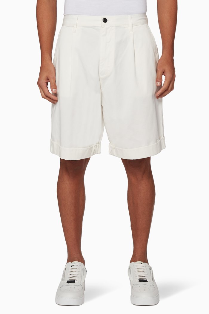 

Gabardine Bermuda Shorts, White