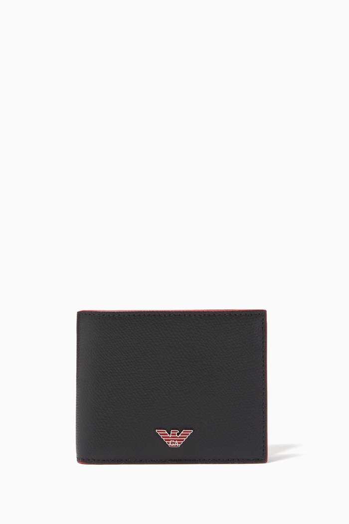 

Logo Plaque Leather Wallet, Black