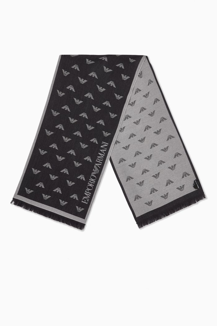 

EA Macro Eagle Scarf in Jacquard, Grey
