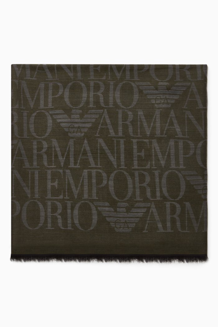 

Woven Logo Wool Blend Scarf, Green
