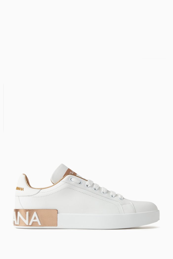 Portofino Low-top Sneakers in Nappa Leather, Silver