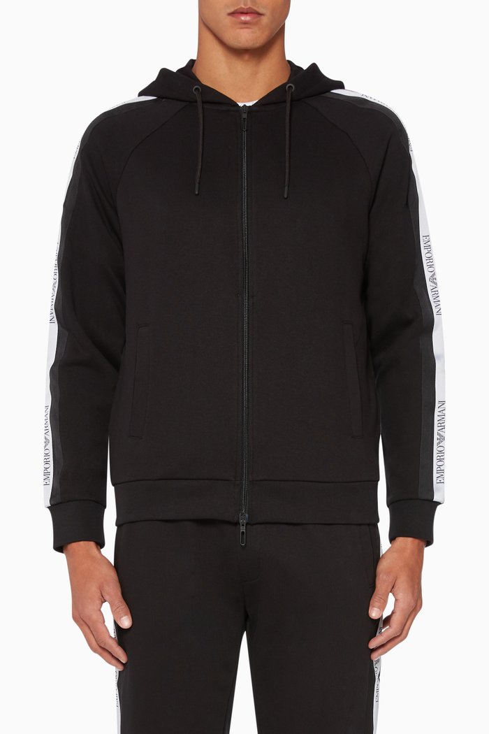 

Logo Tape Jersey Hoodie, Black