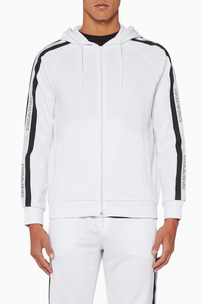 

Logo Tape Jersey Hoodie, White