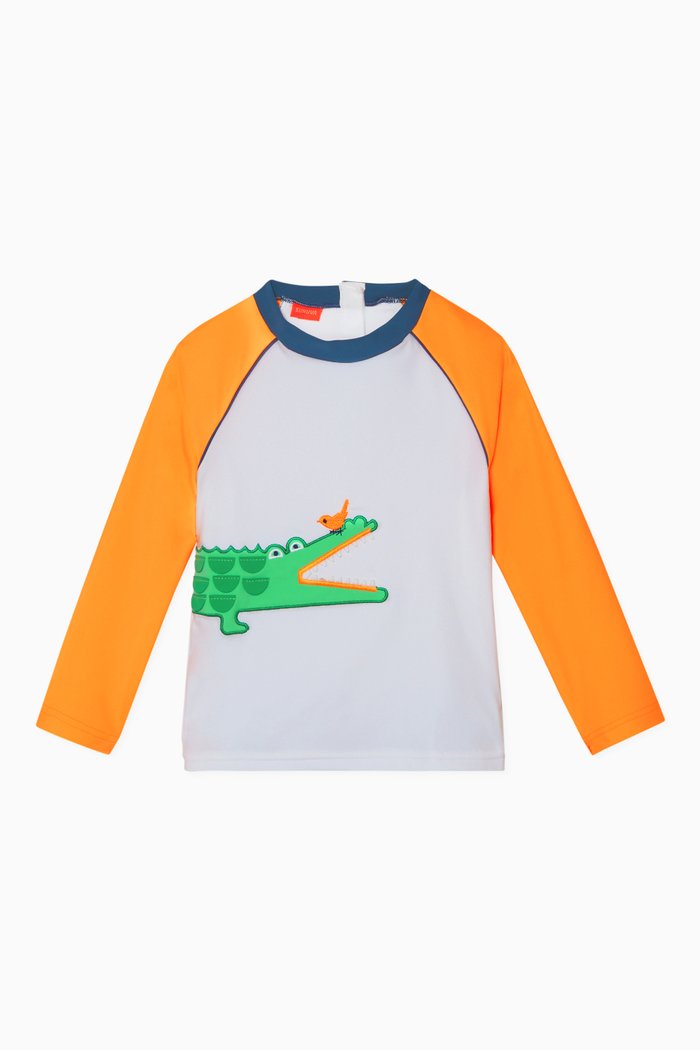 

Crocodile Long-Sleeved Rash Vest, White