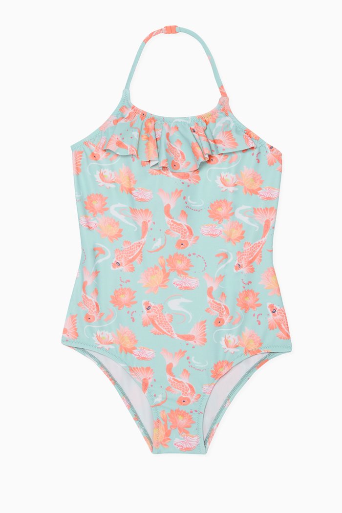 

Koi Carp Halterneck Swimsuit, Blue
