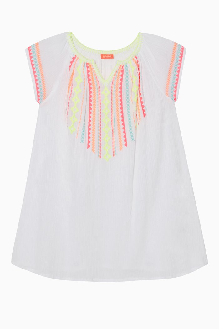 

Embroidered Cotton Dress, White