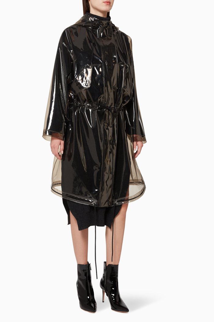 

Transparent Hooded Raincoat, Black