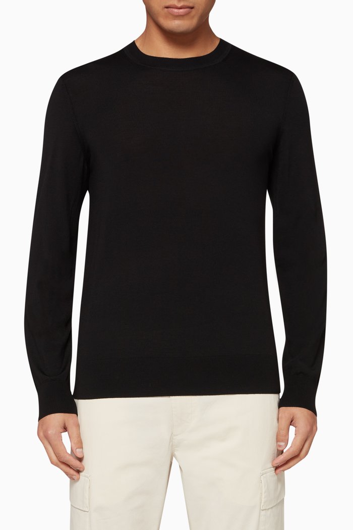 

Regal Wool Crewneck Sweater, Black