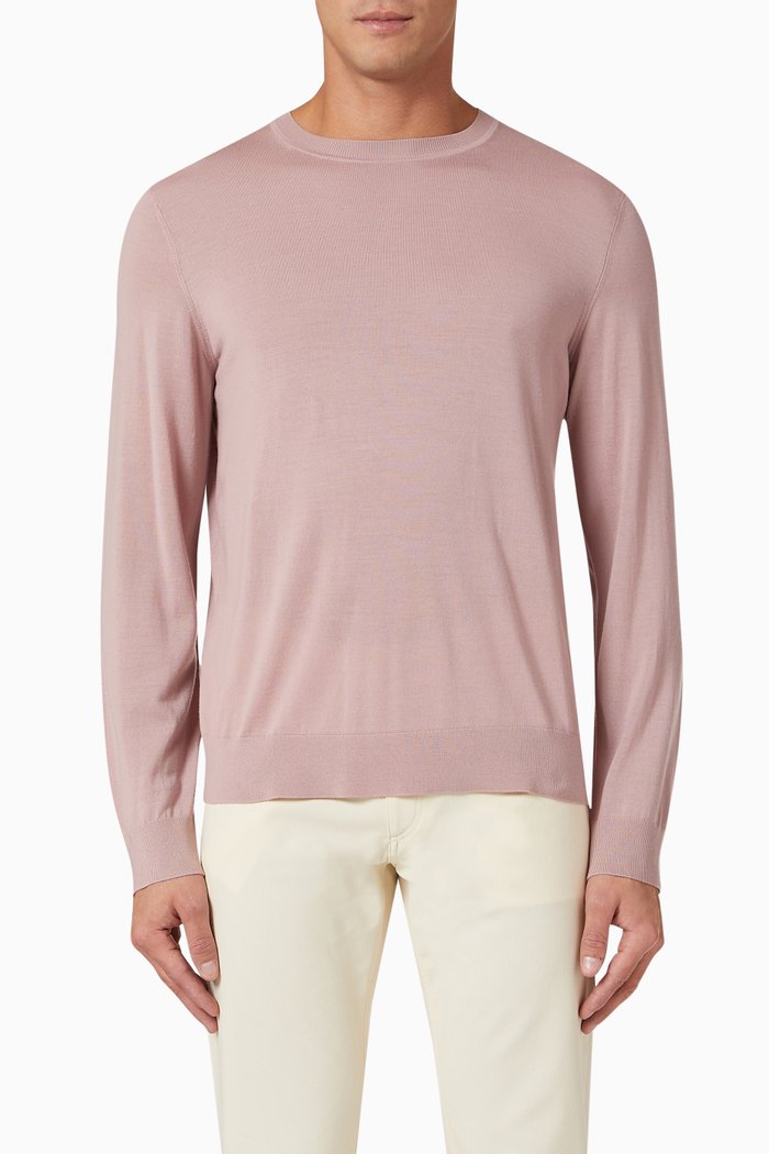 

Regal Wool Crewneck Sweater, Pink