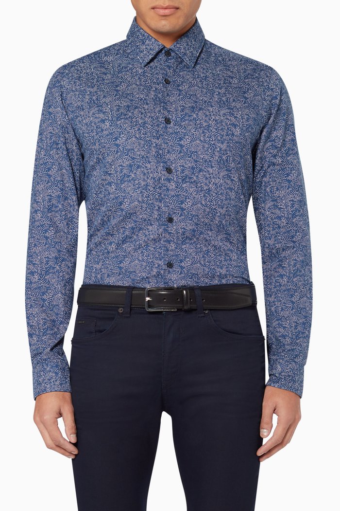 

Lukas Printed Cotton Regular-Fit Shirt, Blue