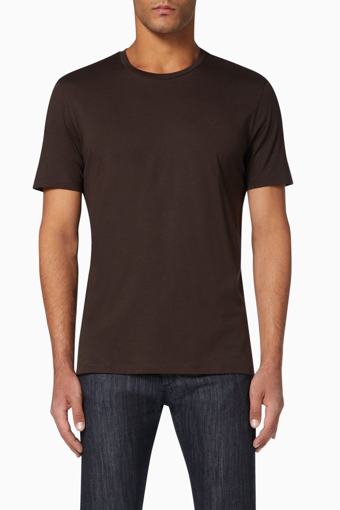 Logo -Print Jersey Cotton T-Shirt, Brown