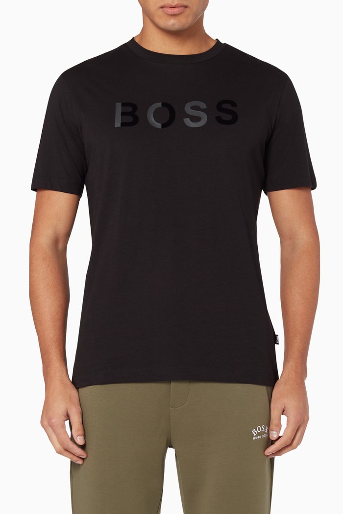 

Mixed Logo-Print Jersey T-Shirt, Black