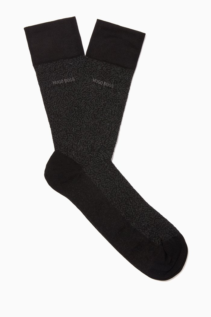 

Minipattern Mercerised Stretch Cotton Socks, Black