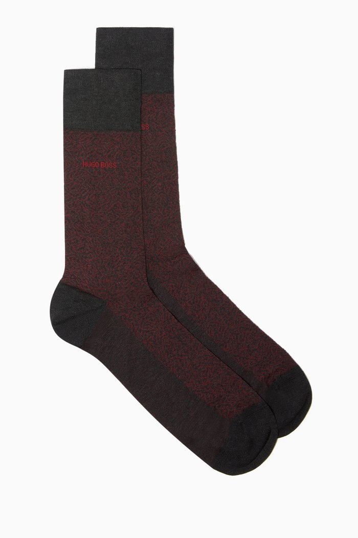 

Micro-Patterned Logo Socks, Grey