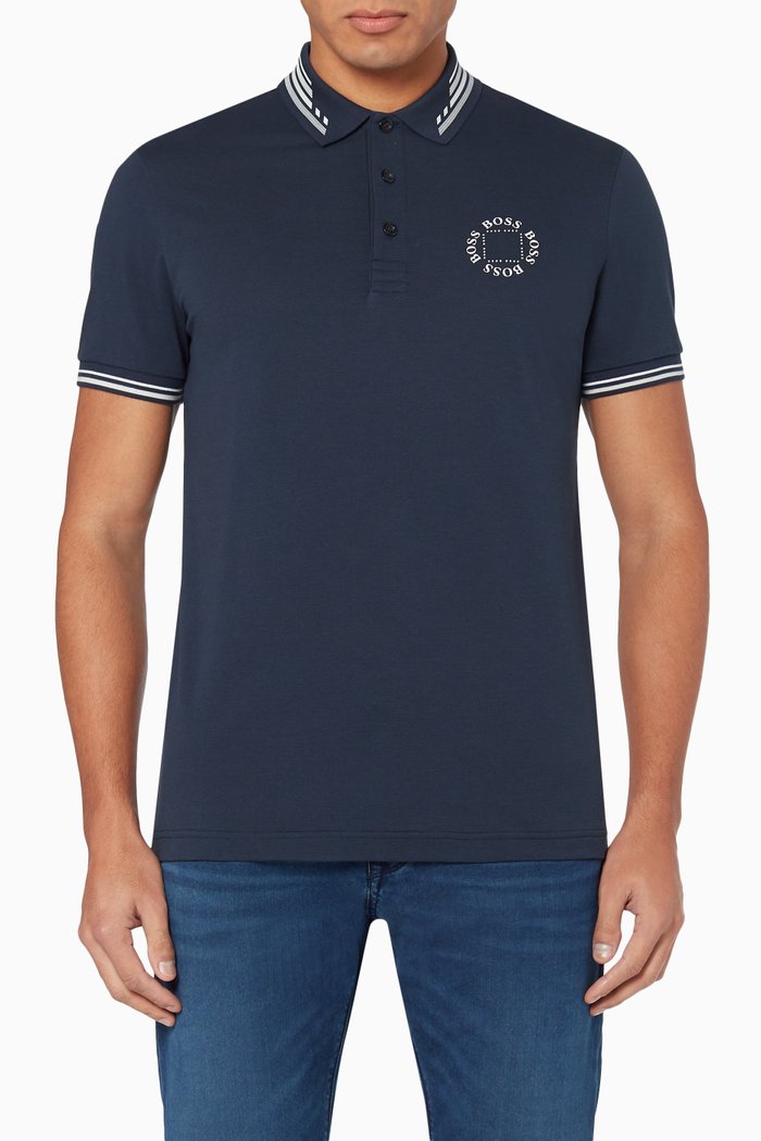 Paddy Cotton-Piqué Polo Shirt, Blue