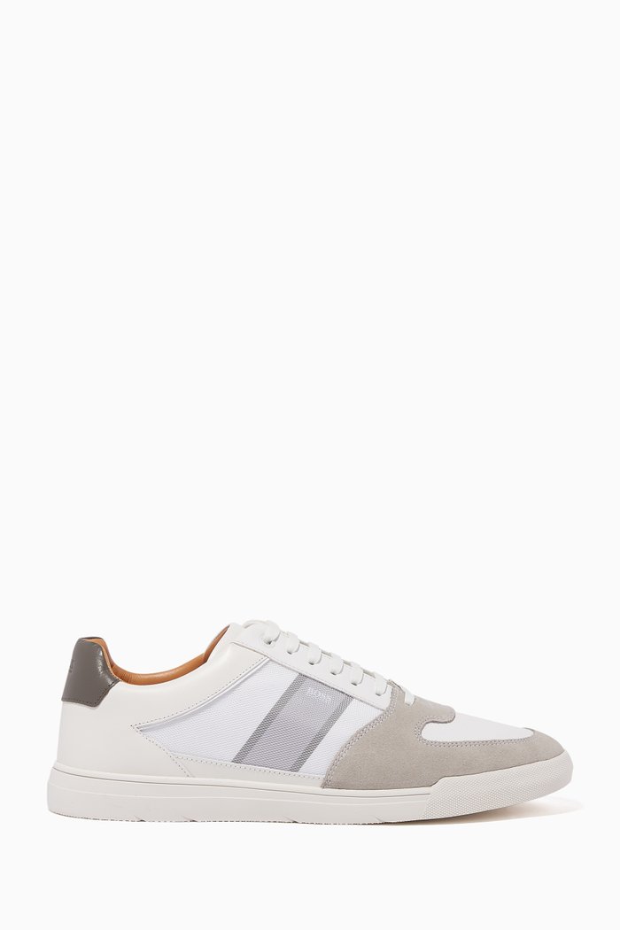 

Cosmopool Low-Profile Leather Sneakers, White
