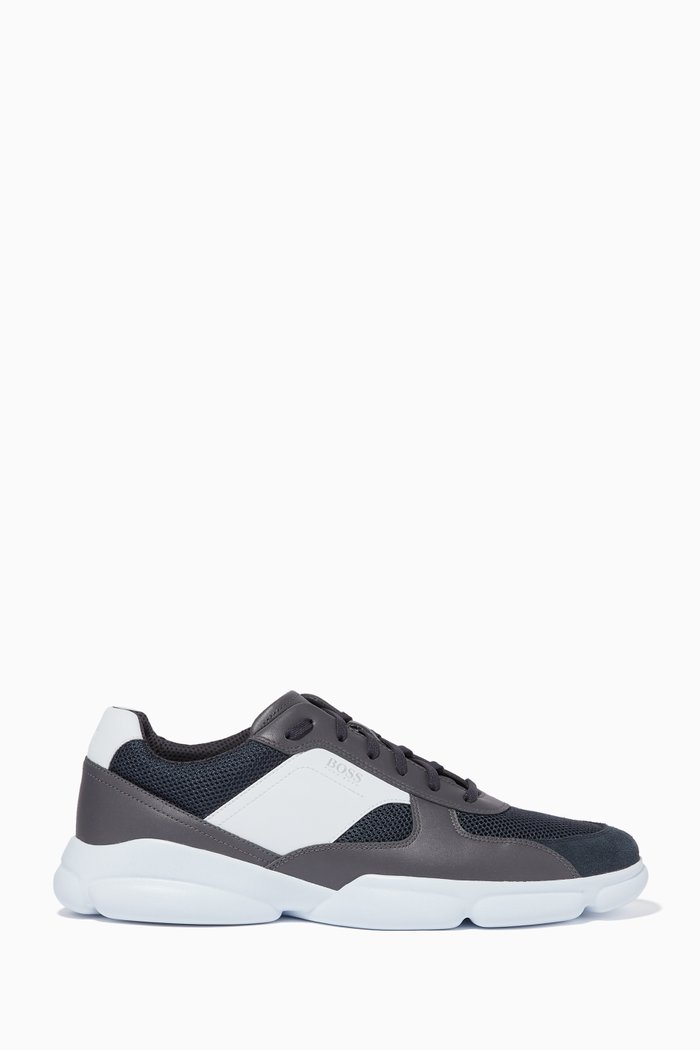 Rapid Runn Leather & Mesh Sneakers, Grey