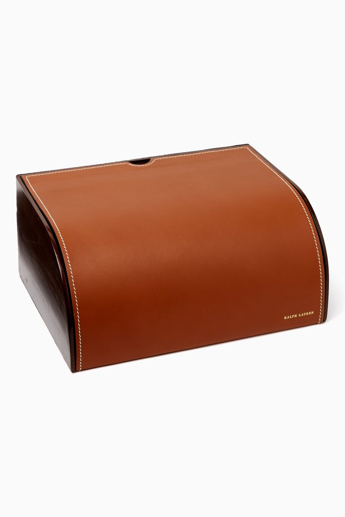 

Brennan Writers Box in Leather & Teak Wood, Brown