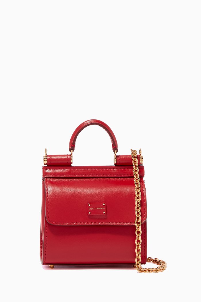 

Micro Sicily 58 Calfskin Bag, Red
