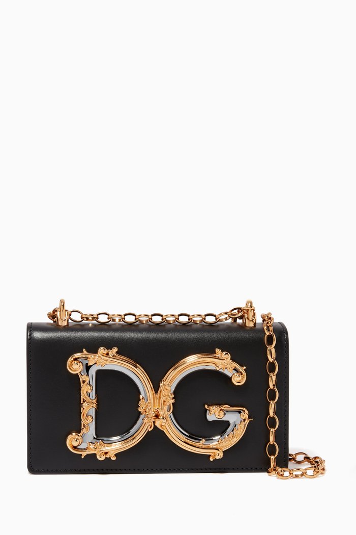 

DG Girls Calfskin Phone Bag, Black